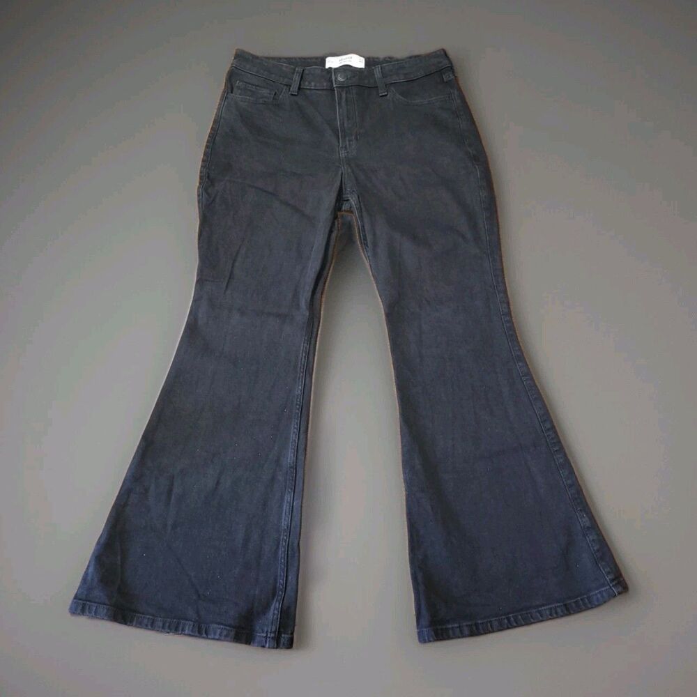 Hollister High Rise Flare Jeans Black 12S W31 Short Bell Bottom Retro Stretch